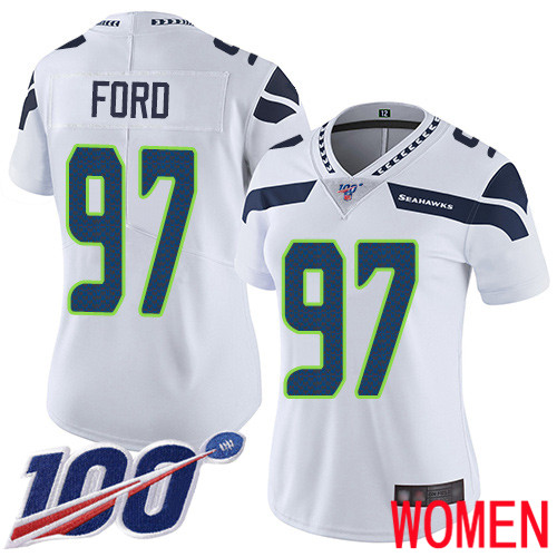Seattle Seahawks Limited White Women Poona Ford Road Jersey NFL Football #97 100th Season Vapor Untouchable